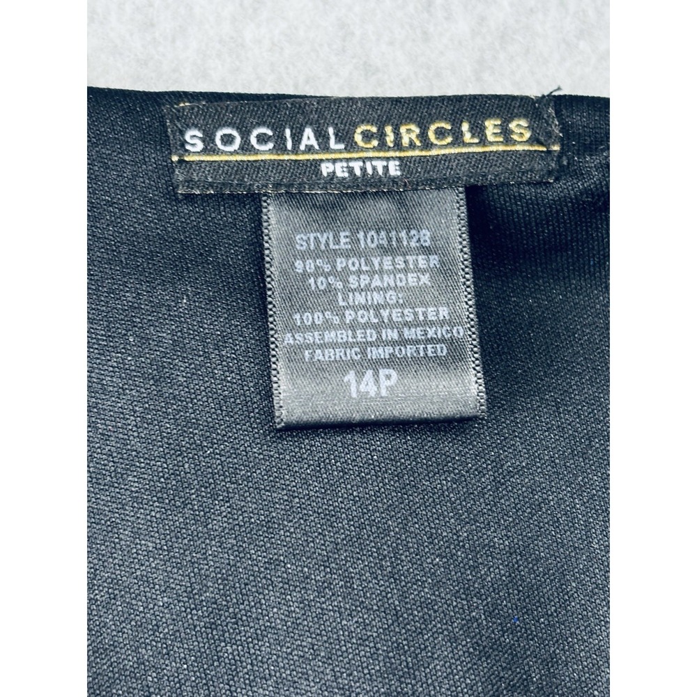 Social Circles Black Velvet Jacket Dress Blue Floral Glitter Sparkles Womens 14P - Picture 3 of 9